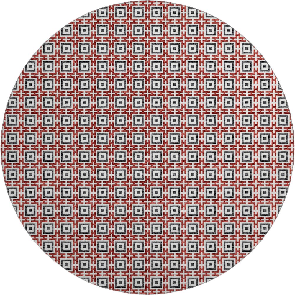 Premium Machine Washable Mayfield  Red 8' x 8' Round Rug. Picture 1