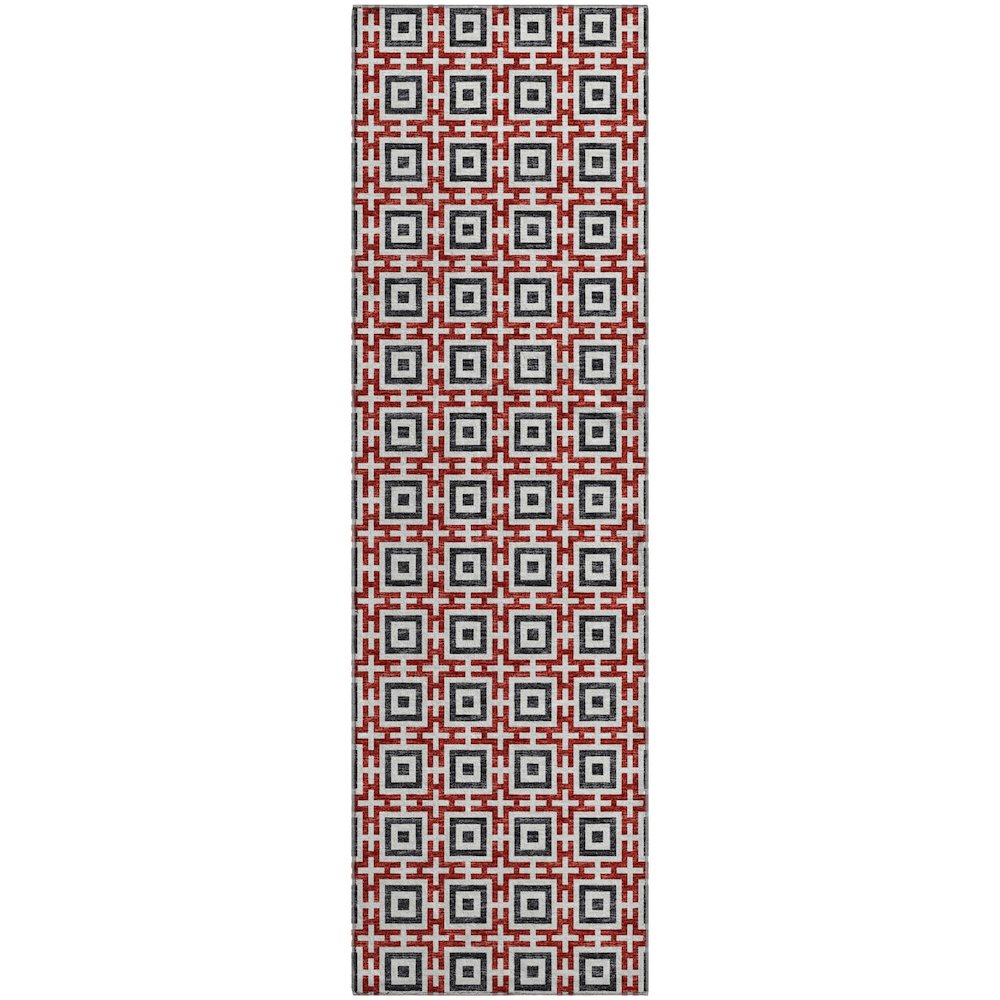 Premium Machine Washable Mayfield  Red 2'3" x 7'6" Runner Rug. Picture 1