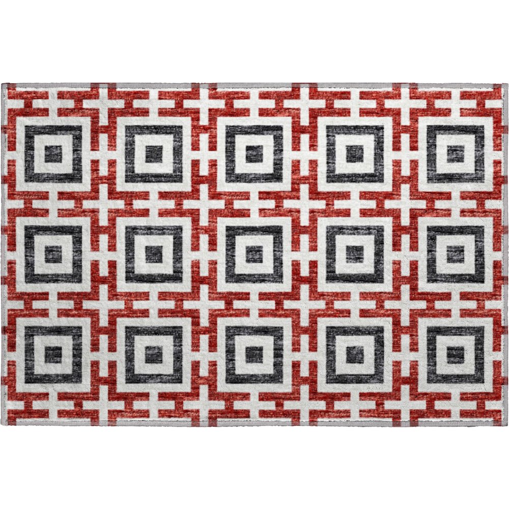 Premium Machine Washable Mayfield  Red 1'8" x 2'6" Rug. Picture 1