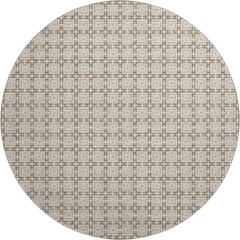 Premium Machine Washable Mayfield  Taupe 8' x 8' Round Rug. Picture 1