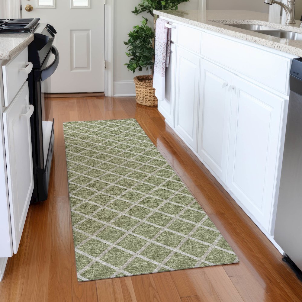 Premium Machine Washable Mayfield  Aloe 2'3" x 7'6" Runner Rug. Picture 5