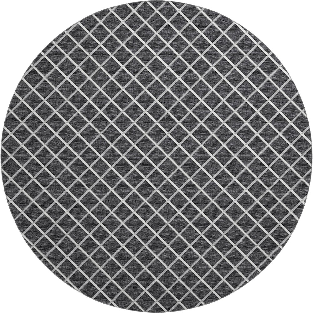 Premium Machine Washable Mayfield  Black 8' x 8' Round Rug. Picture 1