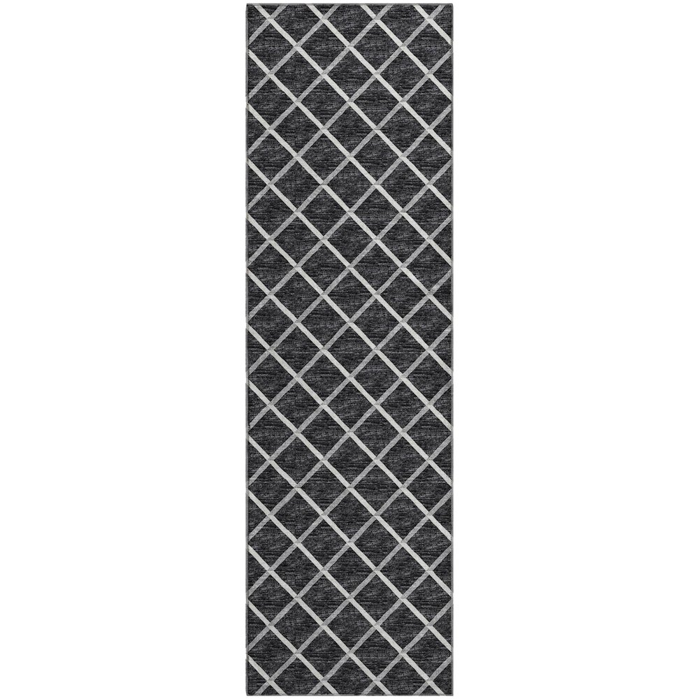 Premium Machine Washable Mayfield  Black 2'3" x 7'6" Runner Rug. Picture 1