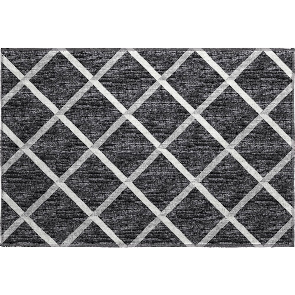 Premium Machine Washable Mayfield  Black 1'8" x 2'6" Rug. Picture 1