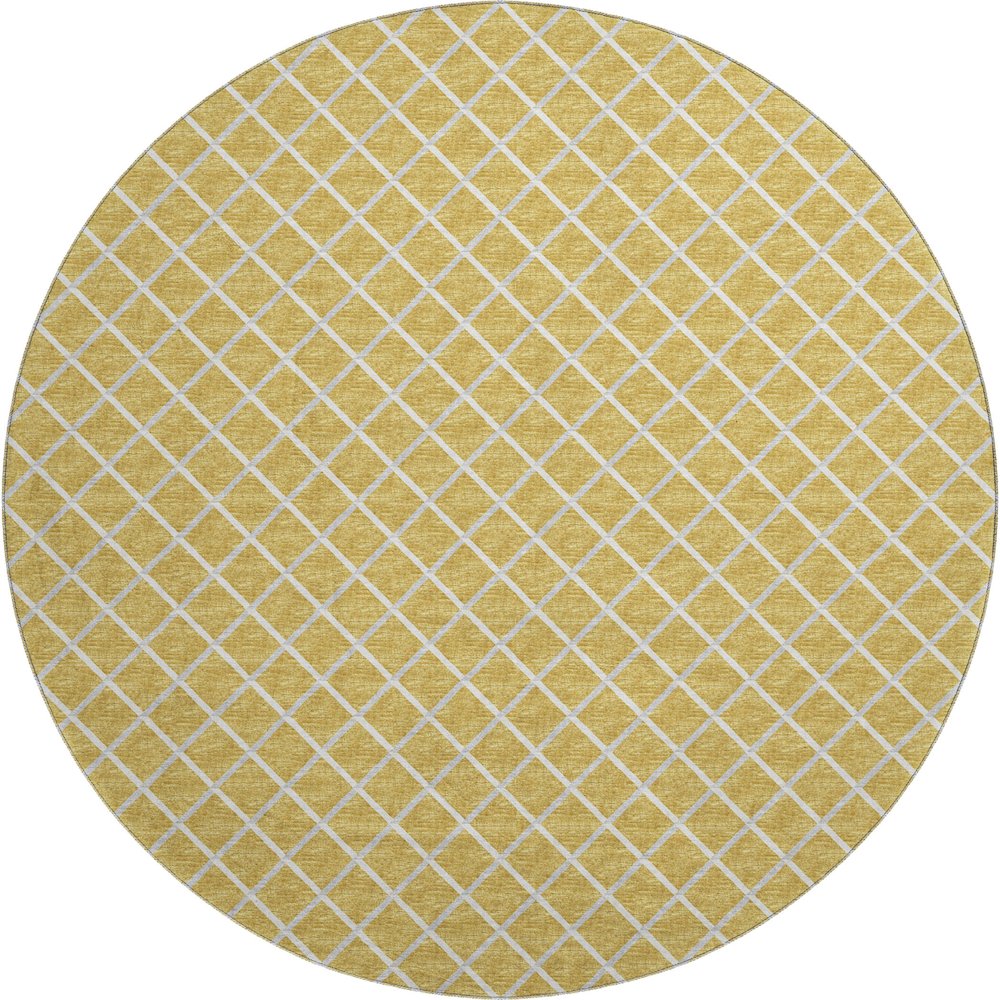 Premium Machine Washable Mayfield  Gold 8' x 8' Round Rug. Picture 1