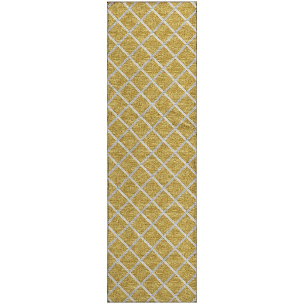 Premium Machine Washable Mayfield  Gold 2'3" x 7'6" Runner Rug. Picture 1