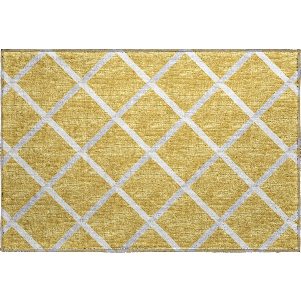 Premium Machine Washable Mayfield  Gold 1'8" x 2'6" Rug. Picture 1