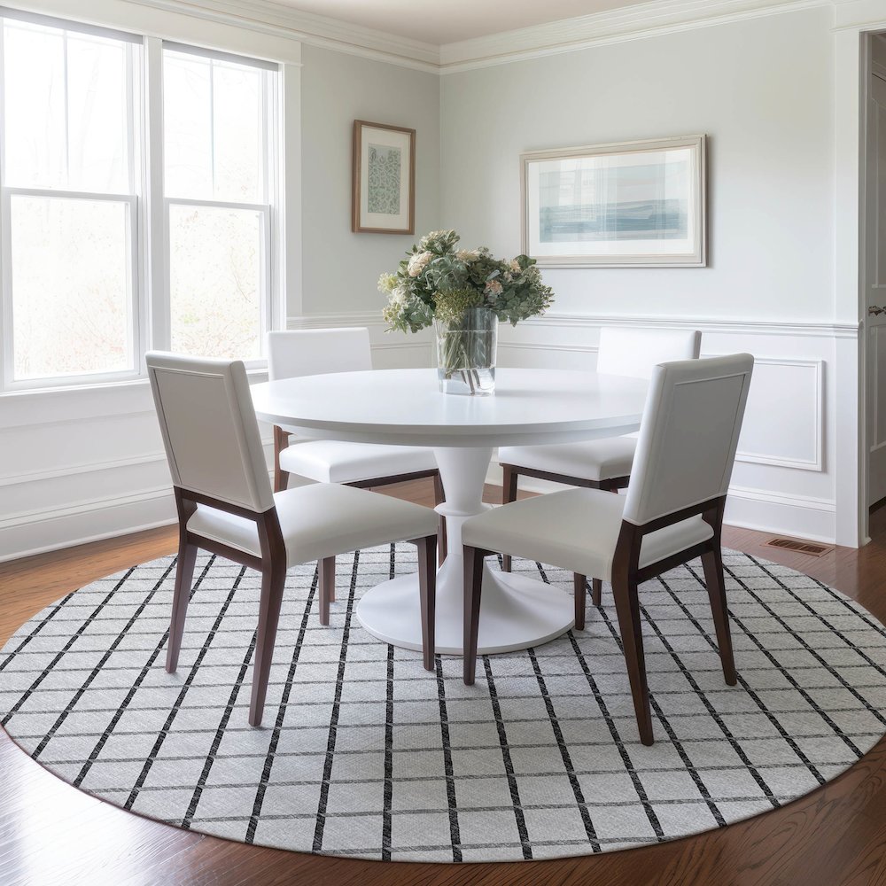 Premium Machine Washable Mayfield  Gray 8' x 8' Round Rug. Picture 5