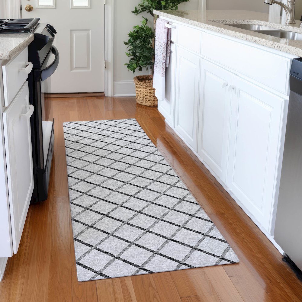 Premium Machine Washable Mayfield  Gray 2'3" x 7'6" Runner Rug. Picture 5