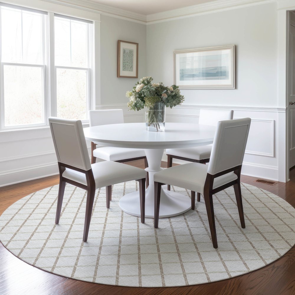Premium Machine Washable Mayfield  Ivory 8' x 8' Round Rug. Picture 5
