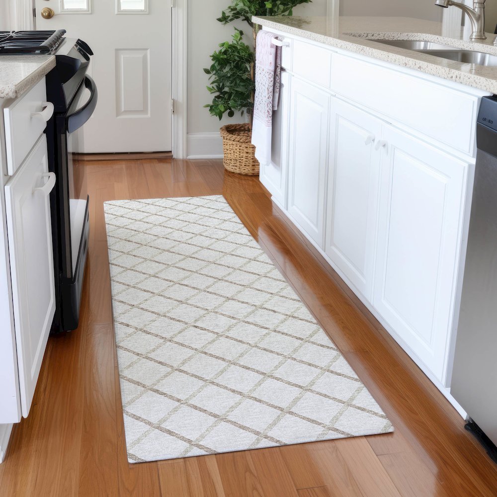 Premium Machine Washable Mayfield  Ivory 2'3" x 7'6" Runner Rug. Picture 5