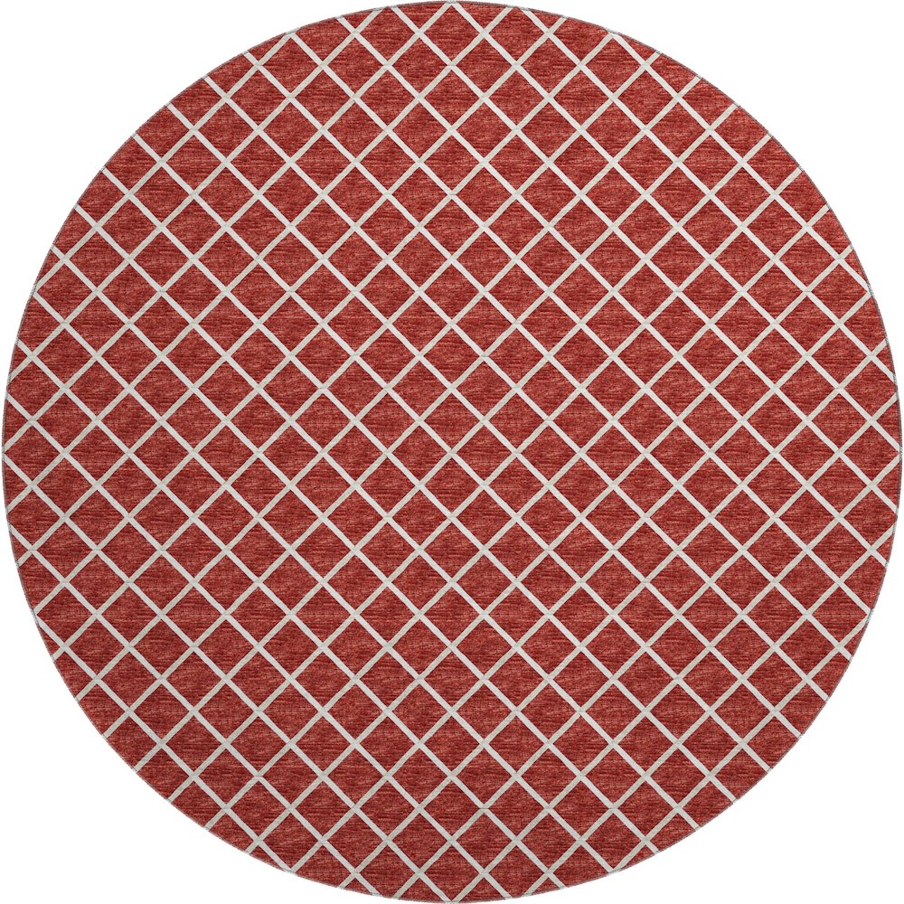 Premium Machine Washable Mayfield  Red 8' x 8' Round Rug. Picture 1