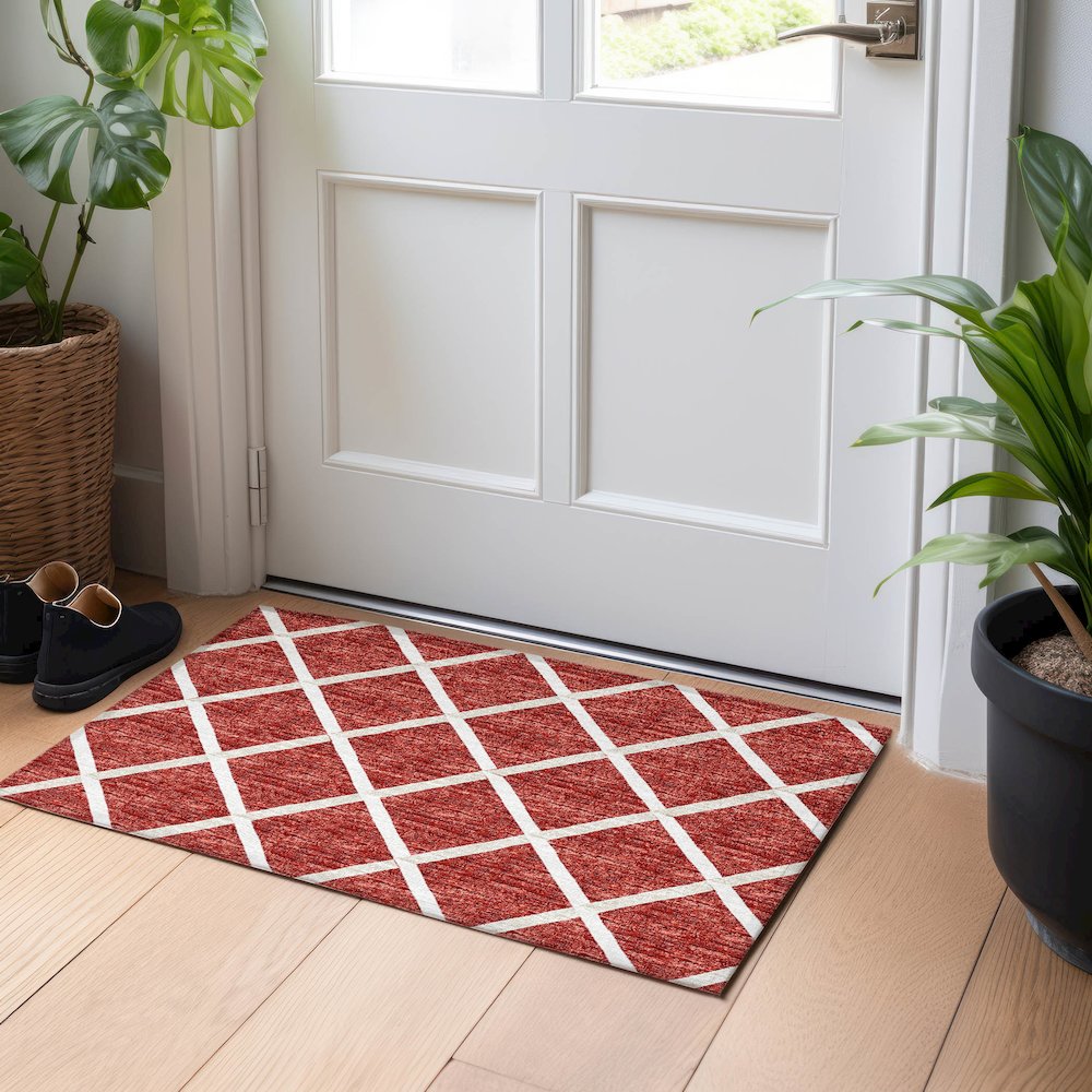 Premium Machine Washable Mayfield  Red 1'8" x 2'6" Rug. Picture 5