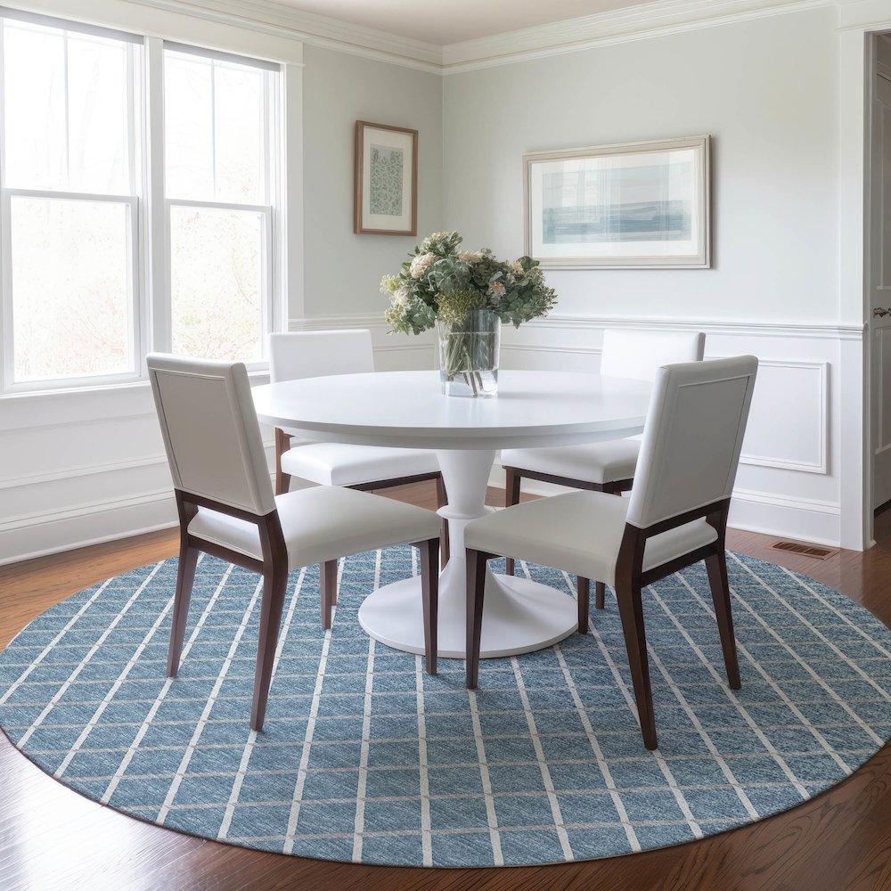 Premium Machine Washable Mayfield  Sky 8' x 8' Round Rug. Picture 5