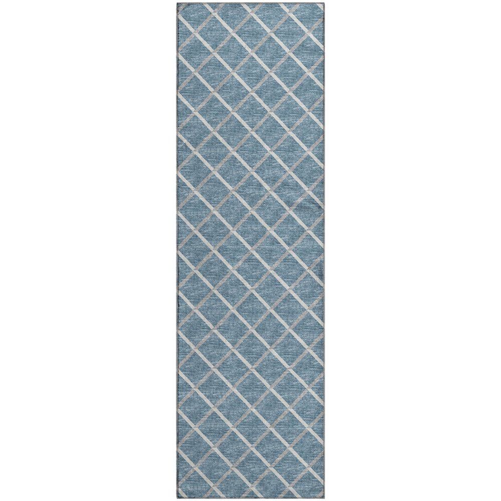 Premium Machine Washable Mayfield  Sky 2'3" x 7'6" Runner Rug. Picture 1