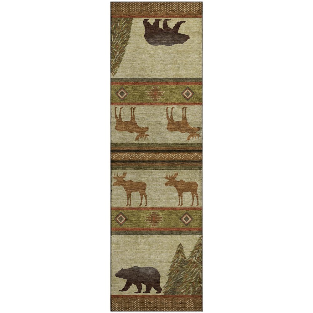 Premium Machine Washable Mayfield  Brown 2'3" x 7'6" Runner Rug. Picture 1