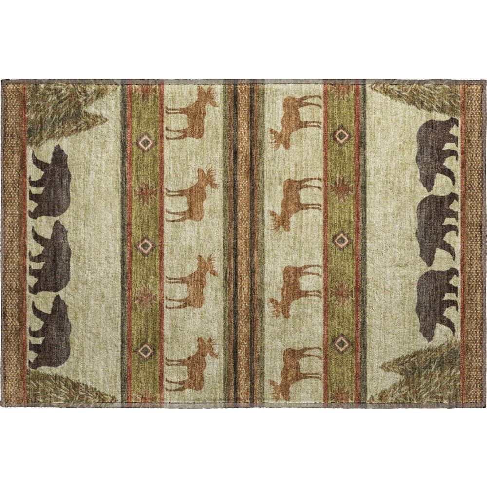 Premium Machine Washable Mayfield  Brown 1'8" x 2'6" Rug. Picture 1