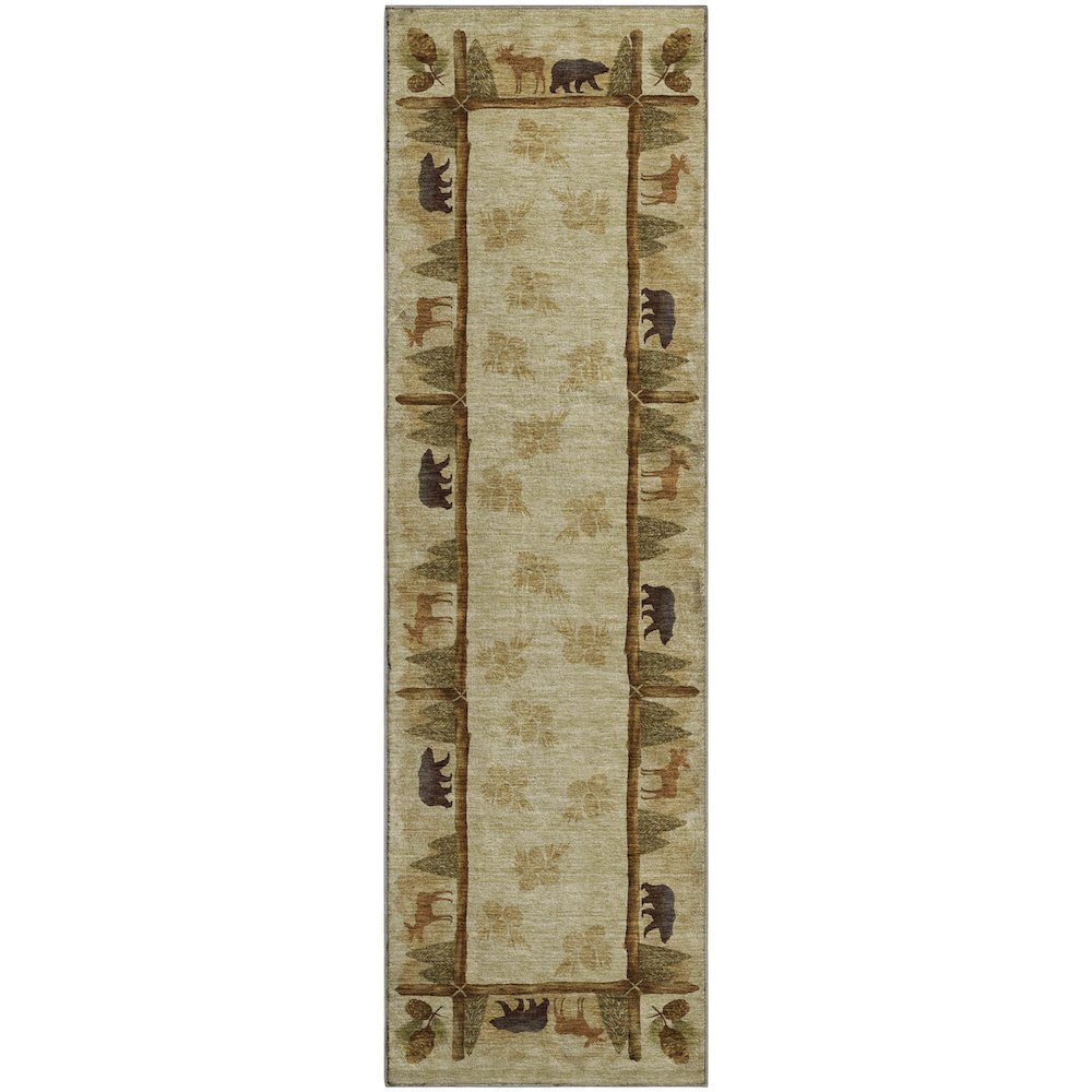 Premium Machine Washable Mayfield  Khaki 2'3" x 7'6" Runner Rug. Picture 1