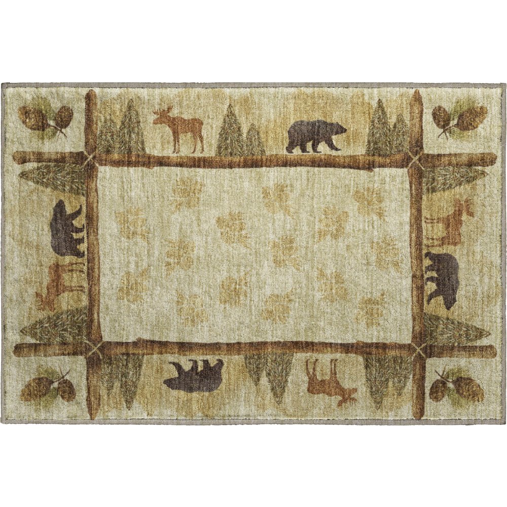 Premium Machine Washable Mayfield  Khaki 1'8" x 2'6" Rug. Picture 1
