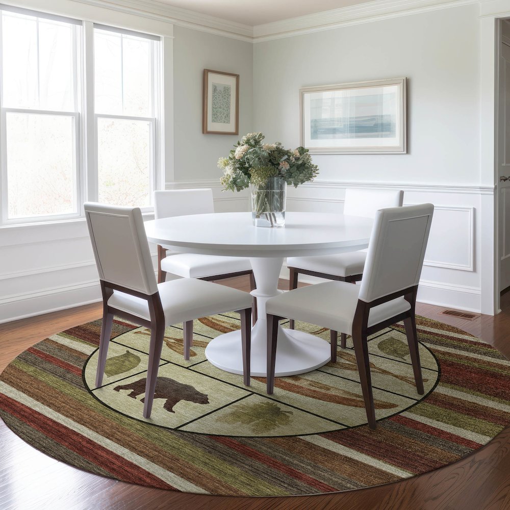 Premium Machine Washable Mayfield  Multi 8' x 8' Round Rug. Picture 5