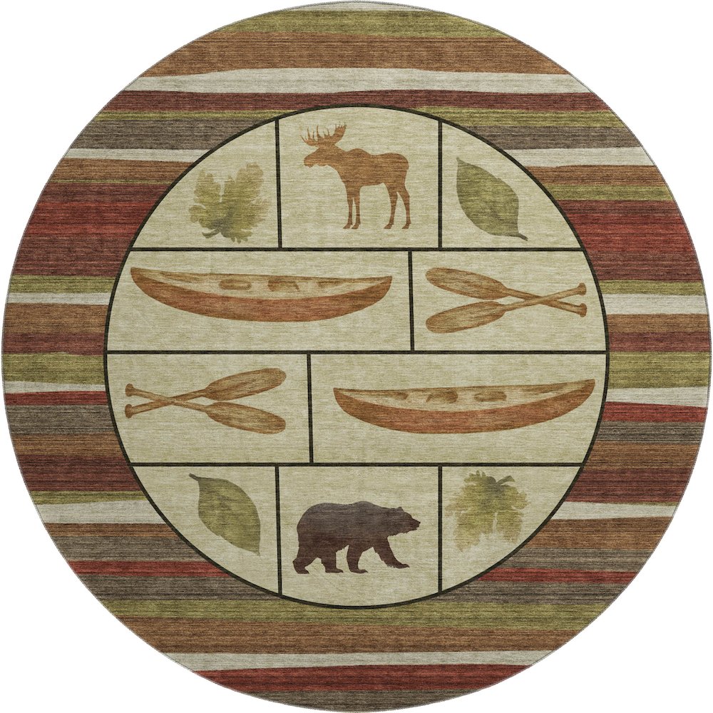 Premium Machine Washable Mayfield  Multi 8' x 8' Round Rug. Picture 1