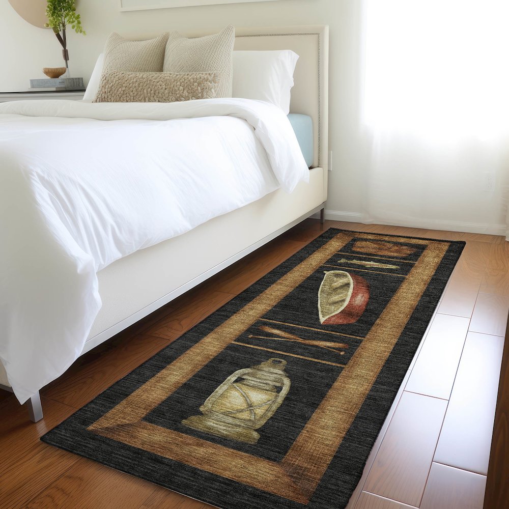 Premium Machine Washable Mayfield  Midnight 2'3" x 7'6" Runner Rug. Picture 5