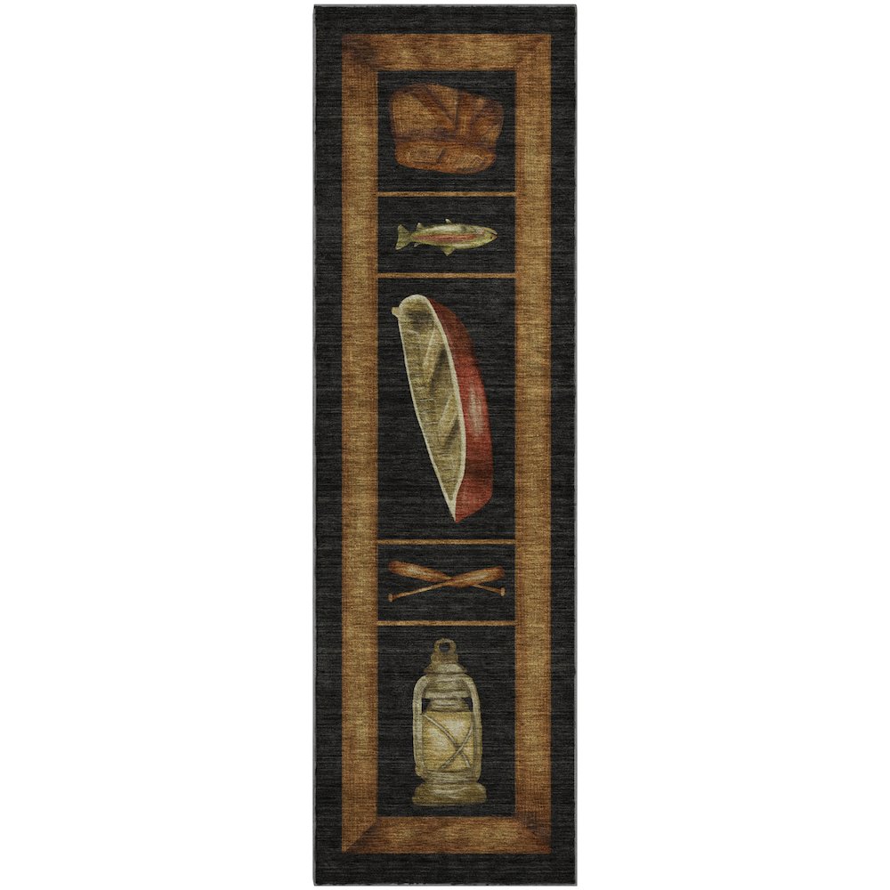 Premium Machine Washable Mayfield  Midnight 2'3" x 7'6" Runner Rug. Picture 1