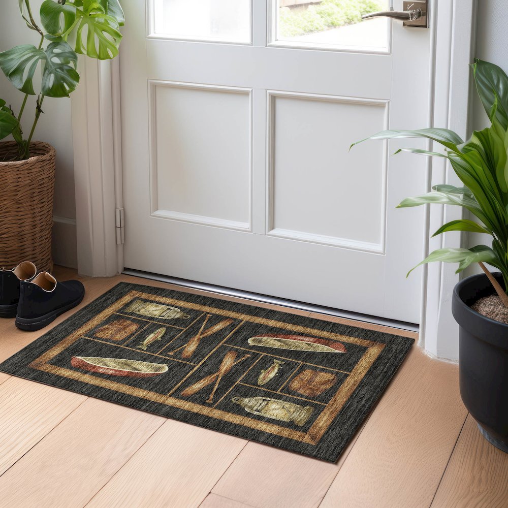 Premium Machine Washable Mayfield  Midnight 1'8" x 2'6" Rug. Picture 5