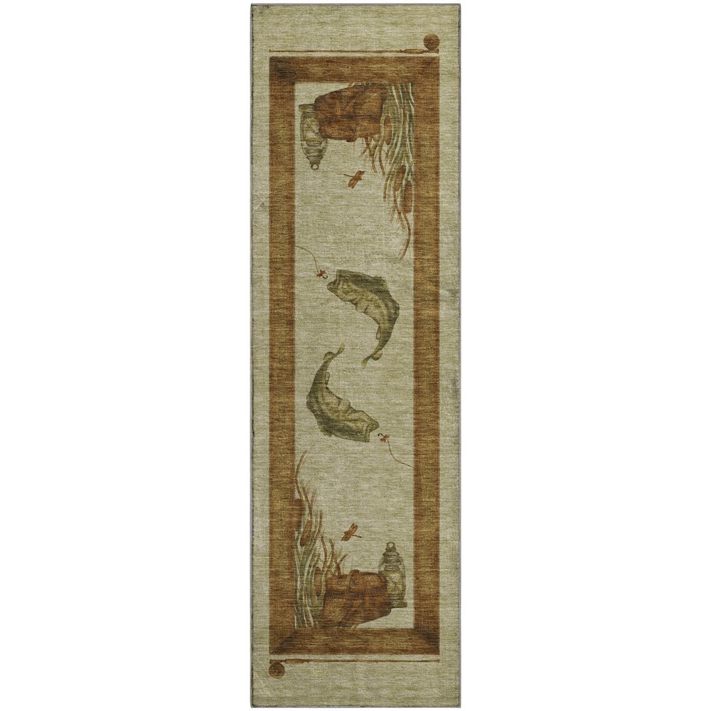 Premium Machine Washable Mayfield  Khaki 2'3" x 7'6" Runner Rug. Picture 1