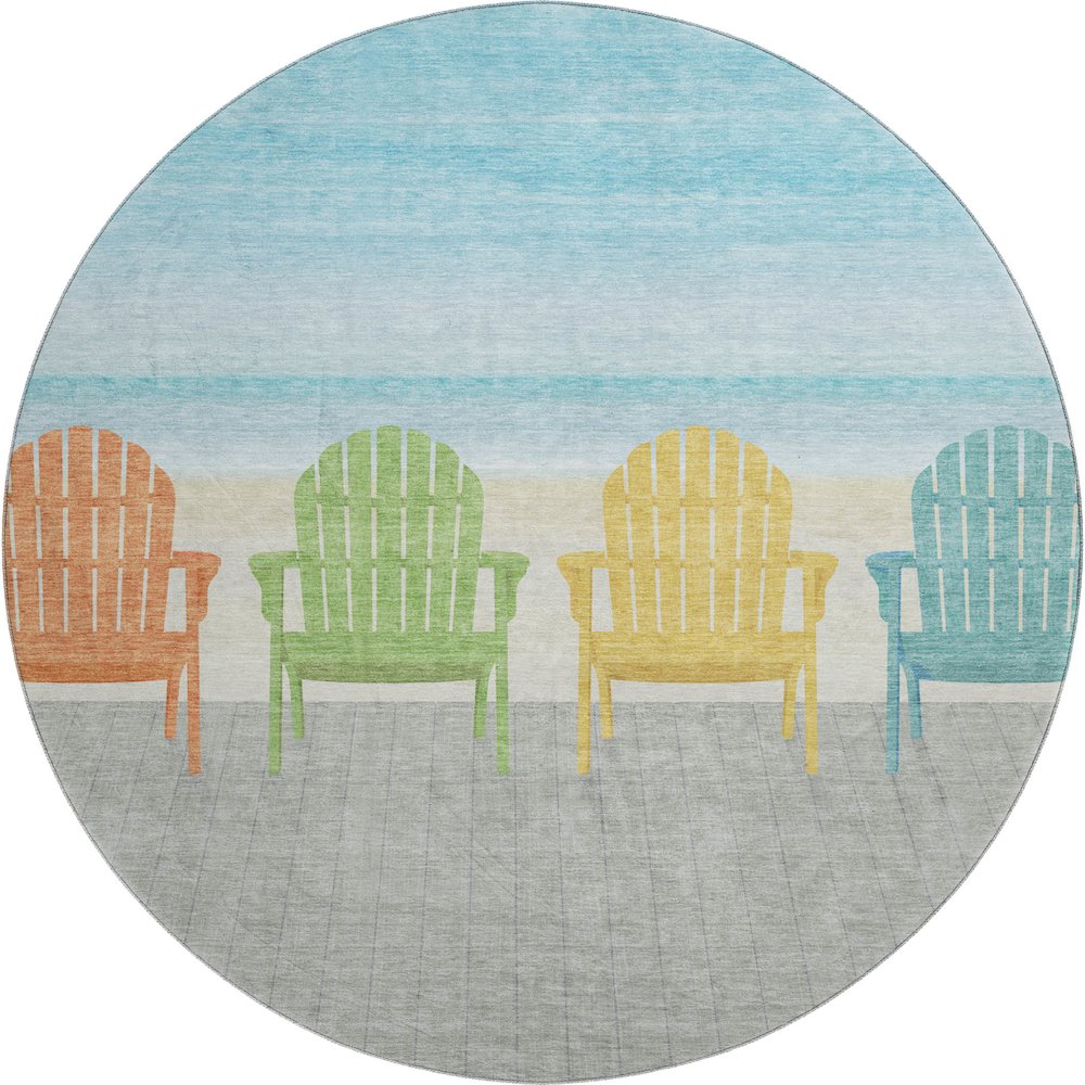 Premium Machine Washable Mayfield  Poolside 8' x 8' Round Rug. Picture 1