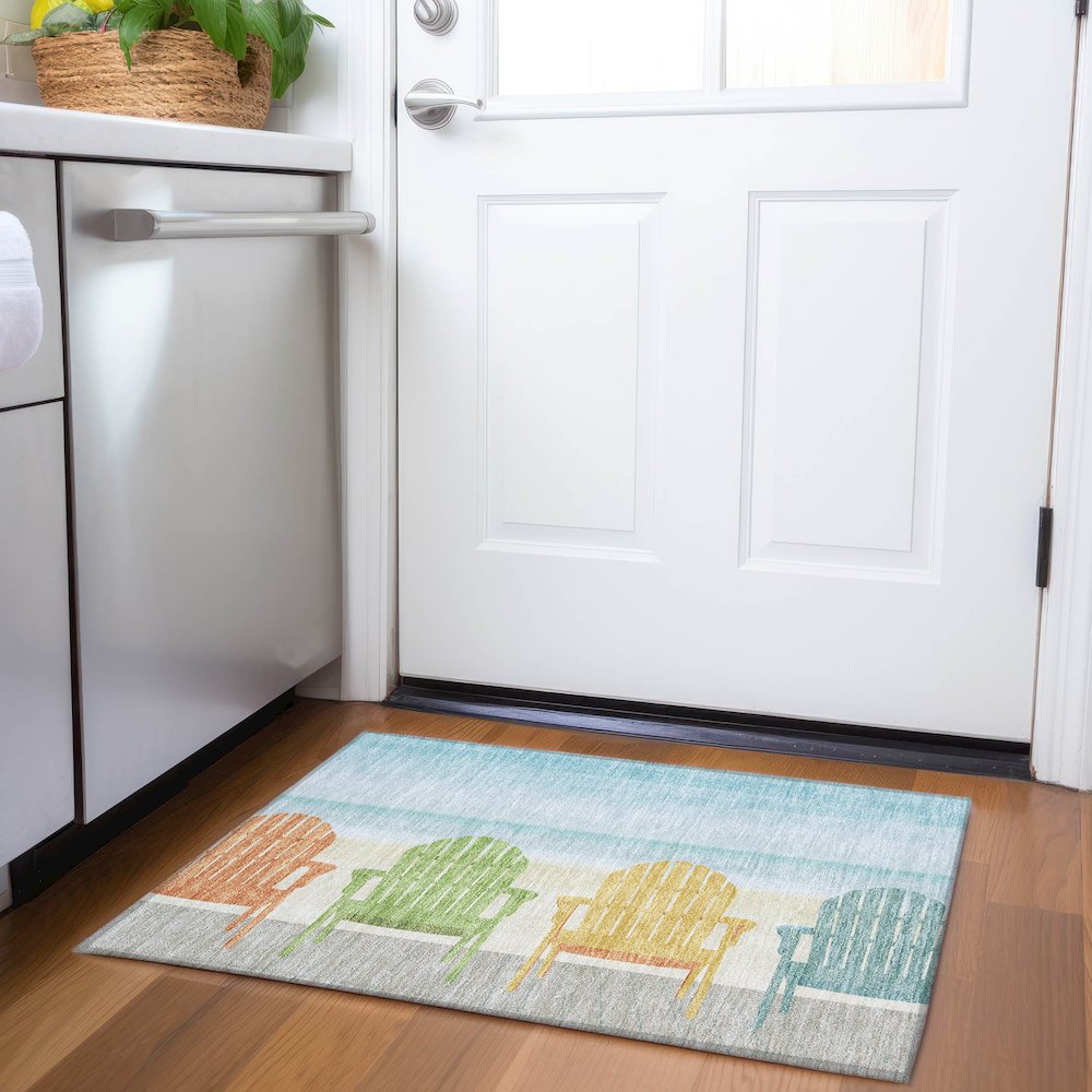 Premium Machine Washable Mayfield  Poolside 1'8" x 2'6" Rug. Picture 5