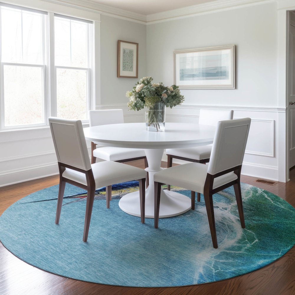 Premium Machine Washable Mayfield  Bermuda 8' x 8' Round Rug. Picture 5