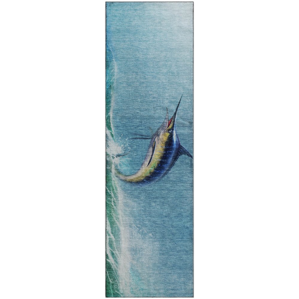 Premium Machine Washable Mayfield  Bermuda 2'3" x 7'6" Runner Rug. Picture 1