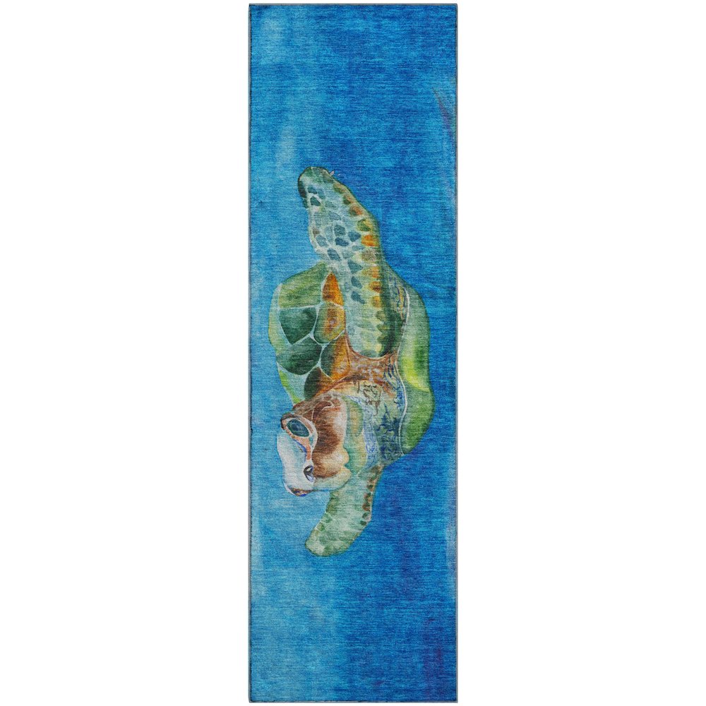Premium Machine Washable Mayfield  Ocean 2'3" x 7'6" Runner Rug. Picture 1