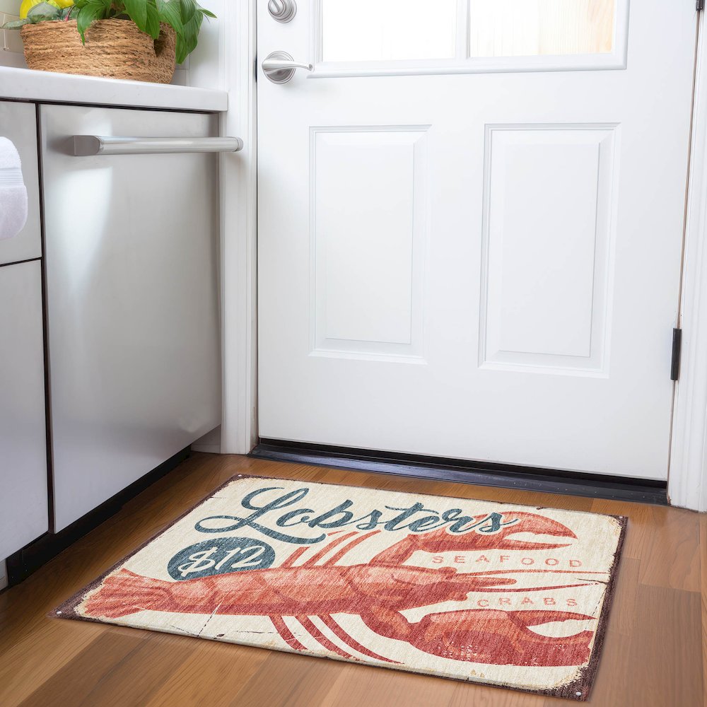Premium Machine Washable Mayfield  Beige 1'8" x 2'6" Rug. Picture 5