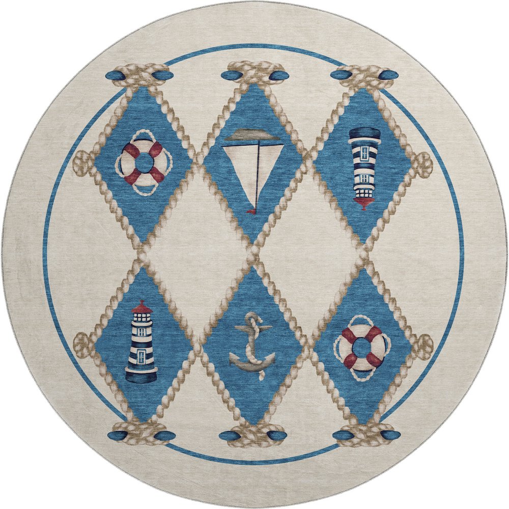 Premium Machine Washable Mayfield  Ivory 8' x 8' Round Rug. Picture 1