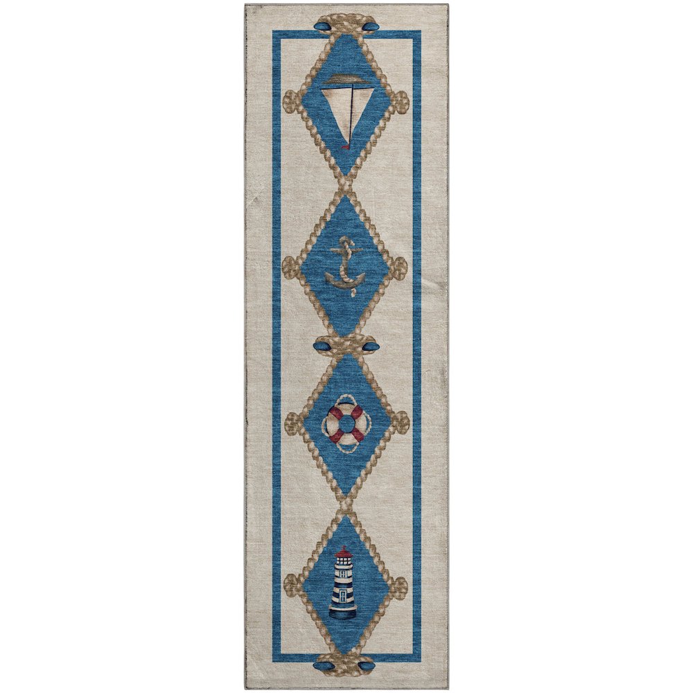 Premium Machine Washable Mayfield  Ivory 2'3" x 7'6" Runner Rug. Picture 1