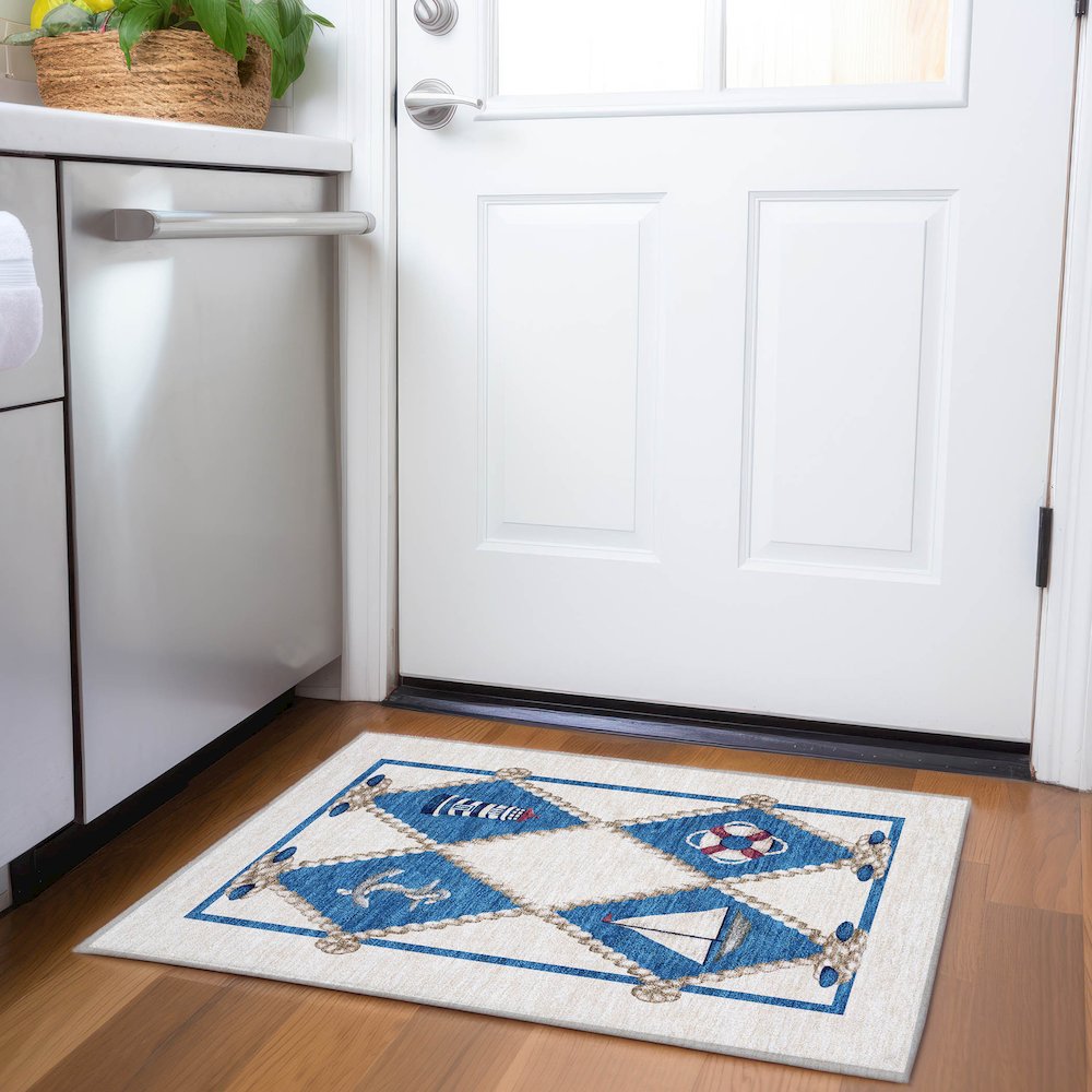 Premium Machine Washable Mayfield  Ivory 1'8" x 2'6" Rug. Picture 5