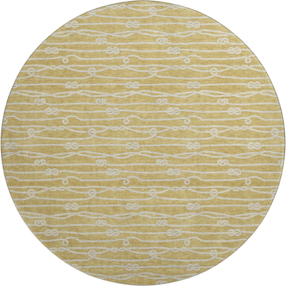 Premium Machine Washable Mayfield  Gold 8' x 8' Round Rug. Picture 1