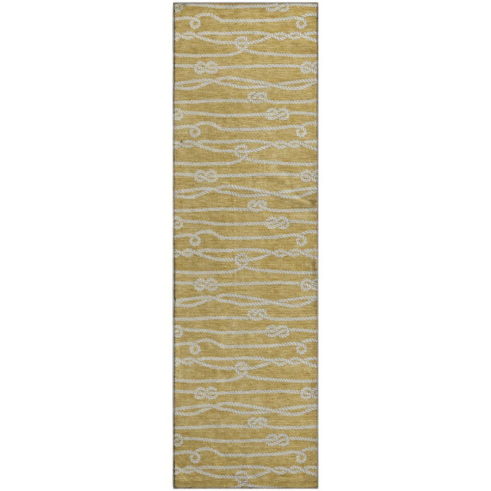 Premium Machine Washable Mayfield  Gold 2'3" x 7'6" Runner Rug. Picture 1
