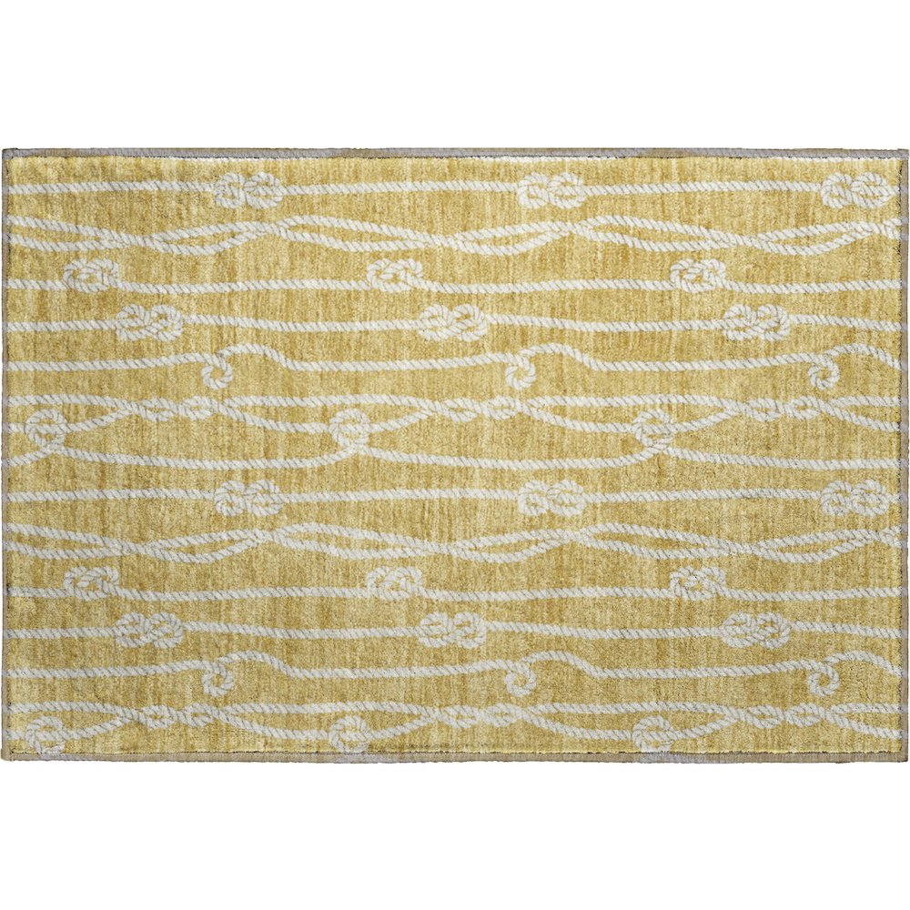 Premium Machine Washable Mayfield  Gold 1'8" x 2'6" Rug. Picture 1