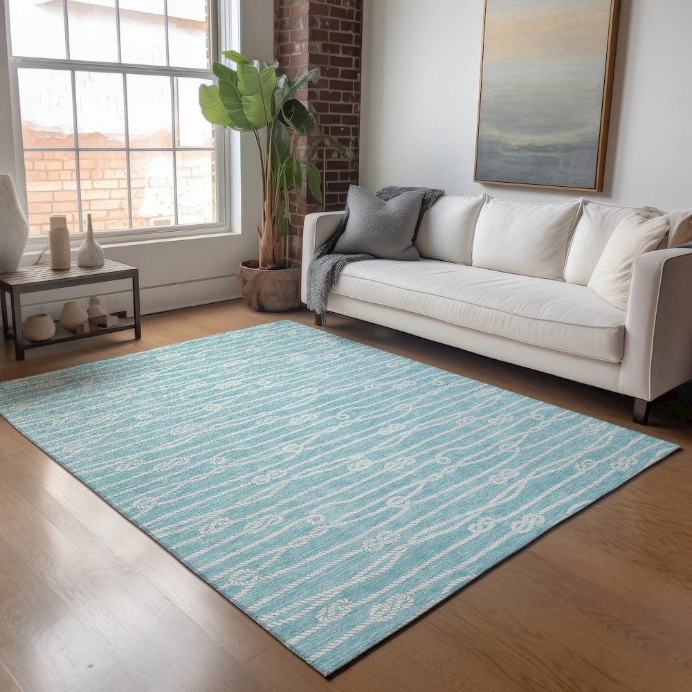 Premium Machine Washable Mayfield  Lagoon 2'6" x 3'10" Rug. Picture 5