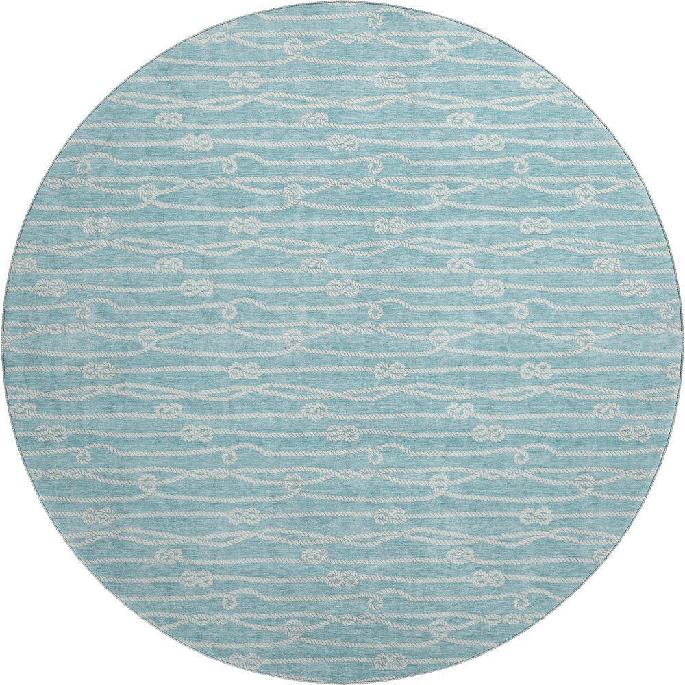Premium Machine Washable Mayfield  Lagoon 8' x 8' Round Rug. Picture 1