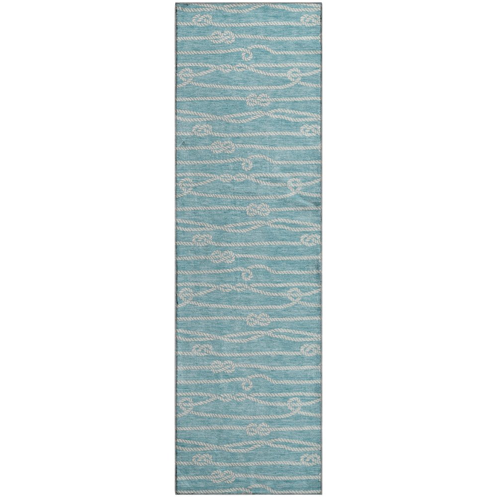 Premium Machine Washable Mayfield  Lagoon 2'3" x 7'6" Runner Rug. Picture 1