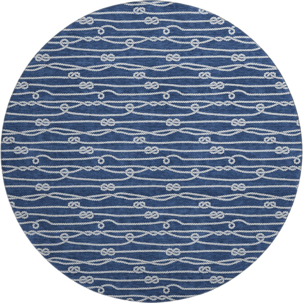 Premium Machine Washable Mayfield  Navy 8' x 8' Round Rug. Picture 1