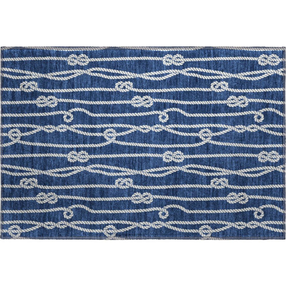 Premium Machine Washable Mayfield  Navy 1'8" x 2'6" Rug. Picture 1