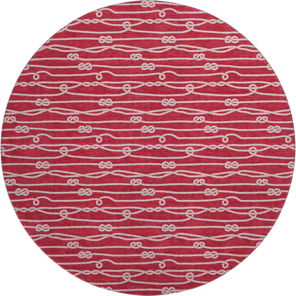Premium Machine Washable Mayfield  Red 8' x 8' Round Rug. Picture 1