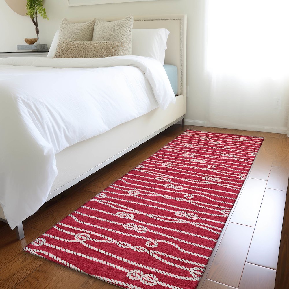 Premium Machine Washable Mayfield  Red 2'3" x 7'6" Runner Rug. Picture 5