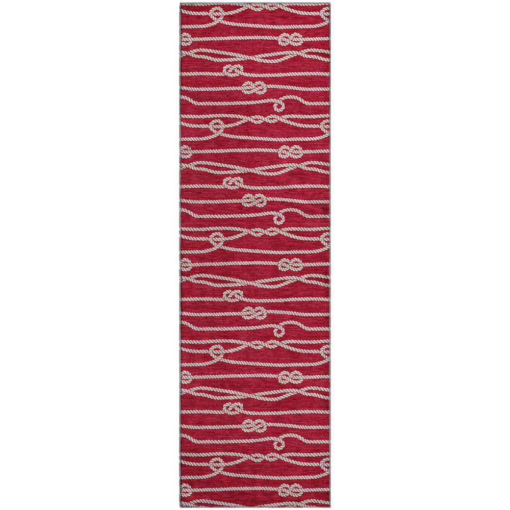 Premium Machine Washable Mayfield  Red 2'3" x 7'6" Runner Rug. Picture 1