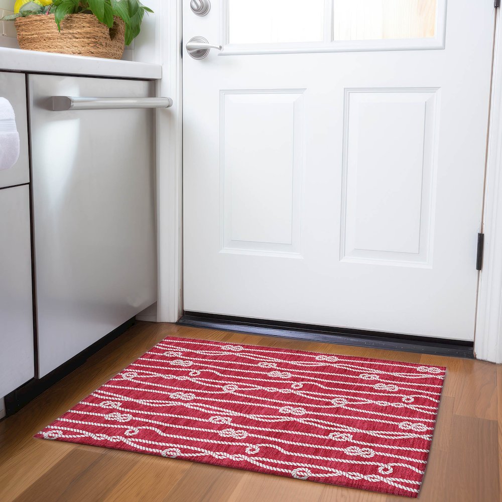 Premium Machine Washable Mayfield  Red 1'8" x 2'6" Rug. Picture 5
